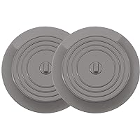 VIGOR PATH Set of 2 Silicone Tub Stoppers - 5.9 Inches Sink Stoppers - Flat Bathtub Drain Covers, Hair Catchers and Suction Bathtub Plugs for Kitchen, Bathroom and Laundry (Grey)
