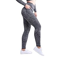 High-Waisted Classic Gym Leggings with Side Pockets Grey Small Medium