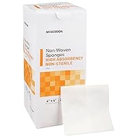 McKesson Non-Woven Sponges, Non-Sterile, 4-Ply, High Absorbency, Polyester / Rayon, 4 in x 4 in, 200 Per Pack, 1 Pack