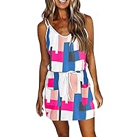 Summer Dress for Women 2022 Casual Sexy Beach Sun Dresses Women's Striped Spaghetti Strap Drawstring Dress Gift