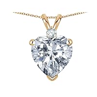 8mm Heart Shape Solid 14k Gold Classic Heart Pendant Necklace