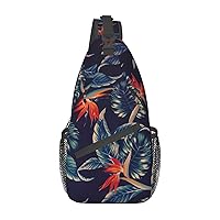 Hawaii Tropical Flower Sling Backpack, Multipurpose Travel Hiking Daypack Rope Crossbody Shoulder Bag