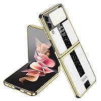 LICHIFIT Ultra-Thin Electroplated Glass Protective Cover Full Coverage Phone Case Back Cover for Samsung Galaxy Z Flip 3 Phone Accessories White
