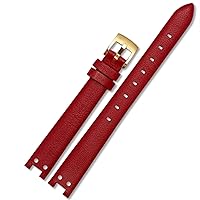 Genuine Leather Watch Strap for Anne Klein Watchband Notch AK Girl Simple Elegant Belt Small Dial Retro Watch Band 12mm White (Color : Red-Gold, Size : 12mm)