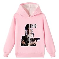 Kids Girls Brushed Long Sleeve Hoodie,Wednesday Addams Baggy Pullover Hooded Sweatshirts for Children