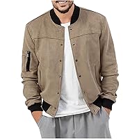 Jackets for Men Casual Bomber Jacket Color Matching Stand Collar Button Cardigan Coats Zipper Pocket Work Jackets