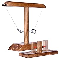 Hook and Ring Game with Shot Ladder, Ring Toss Game for Adults, Wooden Ring Hook Tossing Game Yard Games, Tabletop Ring Hook Game for Adults Party and Family Game Night
