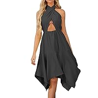 Prom Dresses for Women, Women's High Waisted Cutout Backless Irregular Spring 2024 Trendy, S XL