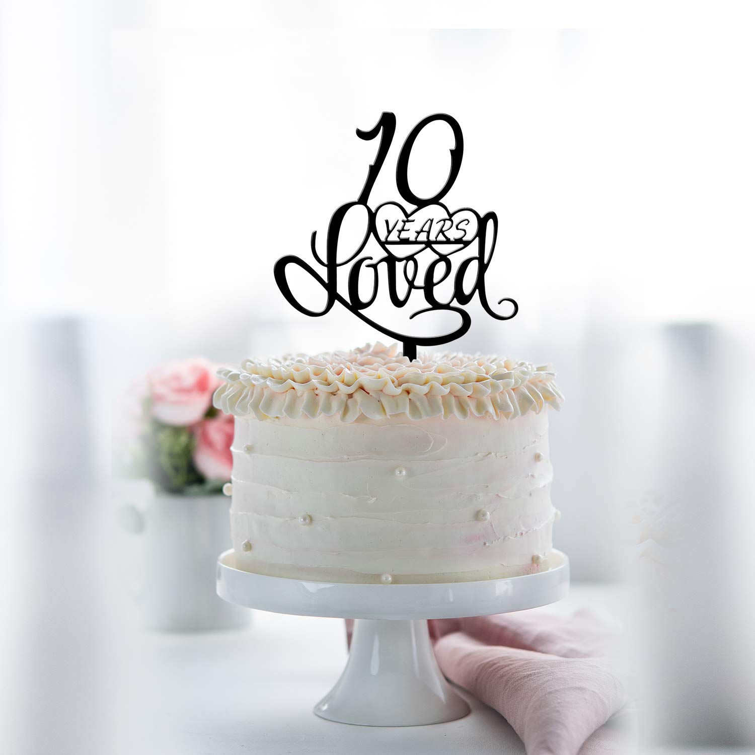 Mua 10 Years Loved Cake Topper for 10 Years Birthday Or 10th Wedding  Anniversary Black Acrylic Party Decoration trên Amazon Mỹ chính hãng 2023 |  Fado