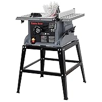 Table Saw 10 Inch, 15Apm Table Saws with Fence, Stand, Push Stick, 5000RPM Portable Jobsite Table Saw, Small Meter Saw for Woodworking, 90°Cross Cut & 0-45°Bevel Cut