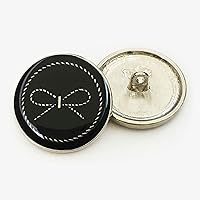 Bow Desinged Metal Round Buttons of Clothing Black White Vintage Decor Button Sewing Accessories Needlework 6pcs/lot