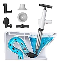 Toilet Plunger,High Pressure Air Drain Blaster Kit, Stainless Steel Plungers for Bathroom/Floor Drain/Shower/Sink/Bathtub/Clogged Pipe-White