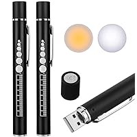 First Lifesaver Dual Beam LED Penlight for Nurses, Doctors, and Medical Professionals, Check Pupil Response, Ear, Nose, and Throat, Slim USB Rechargeable Flashlight (2 Black)