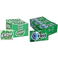 EXTRA Spearmint Sugarfree Chewing Gum, 15 Pieces (Pack of 10) ORBIT Gum Spearmint Sugarfree Chewing Gum, 14 Pieces (Pack of 12)