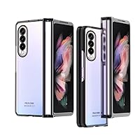 SHIEID Samsung Z Fold 3 Case with Hinge Protection, Fold 3 Hinge Cover Case High-Definitiontranslucent Designed for Galaxy Z Fold 3 5G Case (2021),Cool Black