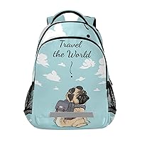 ALAZA Cartoon Cute Pug Dog with Quote Backpacks Travel Laptop Daypack School Book Bag for Men Women Teens Kids