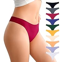 OLIKEME Seamless Thongs for Women Sexy T-Back Underwear Soft Breathable No Show Thongs Stretch Thong Panties 10 Pack