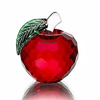 H&D Crystal Red Apple Paperweight 40mm Art Glass Apple Collectible Figurines Best for Christmas Eve Gifts