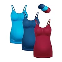 HOFISH Women's Seamless Maternity/Nursing Tank Tops with Built-in Bra Comfortable Stretch Camisole for Breastfeeding
