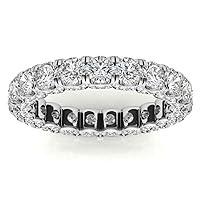 JeweleryArt Excellent Round Brilliant Cut 0.66 Carat, Moissanite Diamond Promise Band, 4-Prong Set, Eternity Sterling Silver Band, Valentine's Day Jewelry Gift, Customized Band for Her