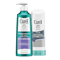 Curel Hydra Therapy Itch Defense Moisturizer and Body Wash Set,Wet Skin Lotion,+Curél Itch Defense Calming Daily Cleanser,Body Wash, Soap-free Formula,for Dry,Itchy Skin,12 fl oz&10 fl oz,2Piece set