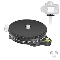 Panoramic Pan Base with Bubble Level CNC Aluminum Alloy 360° Panorama Tripod Head Camera Panning Base with Arca Swiss Plate for Tripod Monopod DSLR Cameras Load Capacity 22 Lbs/10 Kg