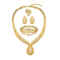 Luxury 24K Gold Plated Diamond Jewelry Sets for Women African Wedding Enagement Gifts Party Jewelry Sets