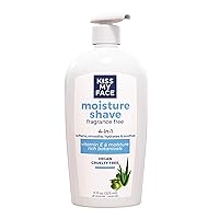 Fragrance Free Moisture Shave, 4 In 1 Shaving Cream, Cruelty Free And Vegan, With Added Olive Oil And Aloe Leaf Extract, Vitamin E Rich, 11 fl Oz Pump Bottle