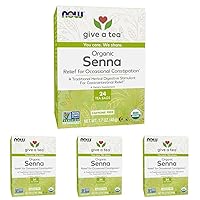 NOW Foods Give a Tea Organic Senna, Herbal Laxative, Caffeine-Free, 24 bags (Pack of 4)