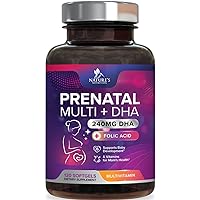 Prenatal Vitamins with DHA and Folic Acid - Before, During and Post Pregnancy - Best Daily Prenatal Multivitamin with Vitamin A, C, D3, B12, Folate, Omega-3, DHA, & Iron, Non-GMO - 120 Softgels