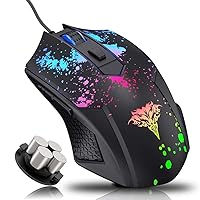 BENGOO Gaming Mouse Wired, USB Ergonomic Computer Mice with Chroma RGB Backlit, 6400 DPI Adjustable, 6 Programmable Buttons, Optical Laptop PC Gamer Gaming Mice with Weight Tuning (Renewed)