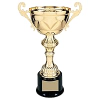 Decade Awards Metal Cup Trophy - Gold or Silver | Engraved Corporate Love Cup Award (10, 11.5, 13 or 14.5 Inch Tall) - Engraved Plate on Request