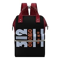 Chicago Flag 312 Durable Travel Laptop Hiking Backpack Waterproof Fashion Print Bag for Work Park Red-Style