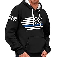 Mens Hoodie Big And Tall American Flag Print Hoodie For Men Long Sleeve Sweatshirt Pocket Hoody Fleece Pullover Men