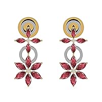 Solid 14k Yellow White Rose Gold Shinning Ruby Gemstones with Certified Diamond Earring Pretty Gifts For Girls and womens.