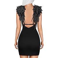 Littleforbig Women's Dark Angel Bodycon Sexy Fitted Cocktail Party Mini Dress