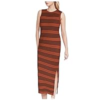 Plus Size Dress,Women's Summer Bodycon Sundresses Casual Midi Sleeveless Hollow Out Knit Side Slit Womens Summ