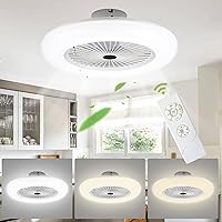 Jopassy 80 W Ceiling Fan with Lighting, Modern Bladeless Ceiling Fan, Dimmable and Colour Changeable, Versatile Time Setting for Living Room, Bedroom