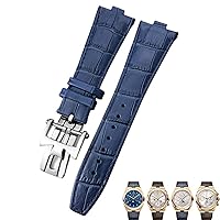 25-9mm Genuine Leather Convex Interface Watch Strap For Vacheron Constantin Overseas Black Blue Brown Bamboo Grain Watch Bands
