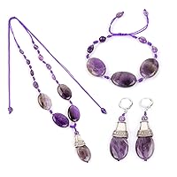 GEM-Inside Adjustable Natural Stone Drop Dangle Earrings Tennis Bracelet Y Pendant Necklace Fashion Jewelry Sets for Women
