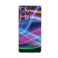 MightySkins Carbon Fiber Skin Compatible with Samsung Galaxy S21 Ultra - Light Waves | Protective, Durable Textured Carbon Fiber Finish | Easy to Apply, Remove, and Change Styles | Made in The USA