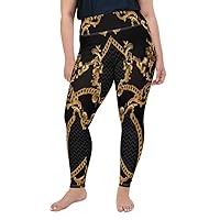 Plus Size Leggings for Women Girls Zig Auric Gold Black Yoga Pants