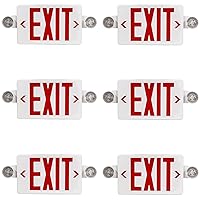 LED Exit Sign with Emergency Light, Red Exit Sign Light with 90 Minute Battery Backup, Red Letter Emergency Exit Sign Light with Two Adjustable Heads, AC 120-277V, UL Listed (6-Pack, Red)