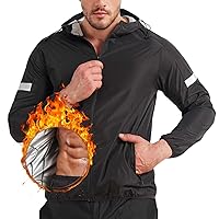 KUMAYES Sauna Suit for Men Sweat Sauna Jacket Weight Loss Workout Shirt Gym Fitness Long Sleeve Sweat Suits Zipper with Hood