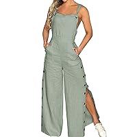SNKSDGM Women Overalls Jumpsuit Short Sleeve Party Wrap Palazzo Playsuit Wide Leg Long Pant Jumper Rompers with Pockets