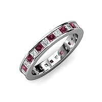 Rhodolite Garnet & Diamond 3mm Channel Set Eternity Band 3.30-3.96 ctw 14K Gold