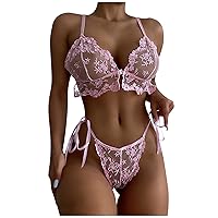 Women's Body Stockings Lingerie Embroidery Underwear Two-Piece Suit Without Steel Ring Crotchless Lingerie