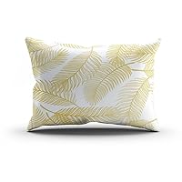 Palm Body Throw Pillow Cover Golden Tropical Leaf Tree Leaves Gold Background Rectangle Hidden Zipper Home Sofa Living Room Office Cushion Decorative Pillowcase 20 X 36 Inch