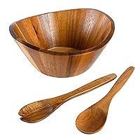Gibson Home Sherwood 3-Piece Acacia Wood Salad Bowl Set, 32 quarts