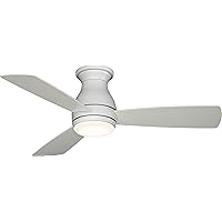 Fanimation Hugh Indoor/Outdoor Ceiling Fan with Blades and LED Light Kit 44 inch - Matte White